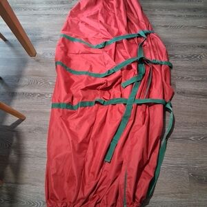 6.5' Christmas Tree Red Storage Bag with Straps, Double Zippers Heavy Canvas